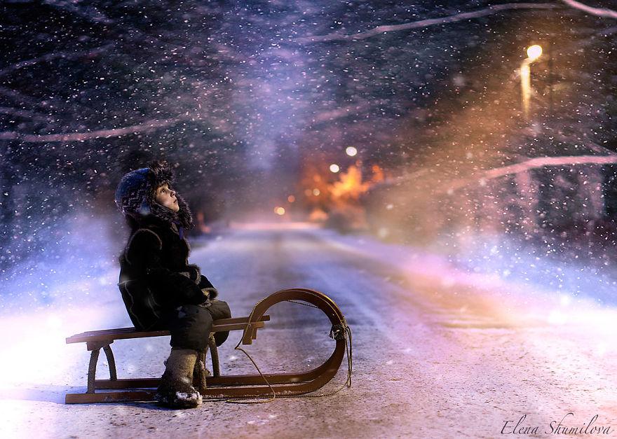 cool-animal-children-photography-Elena-Shumilova-sleigh